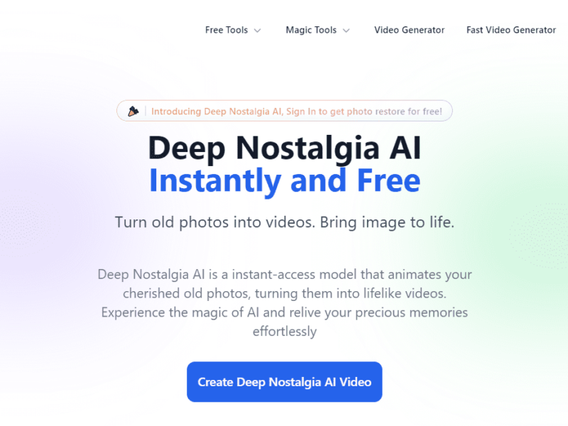 Deep Nostalgia AI